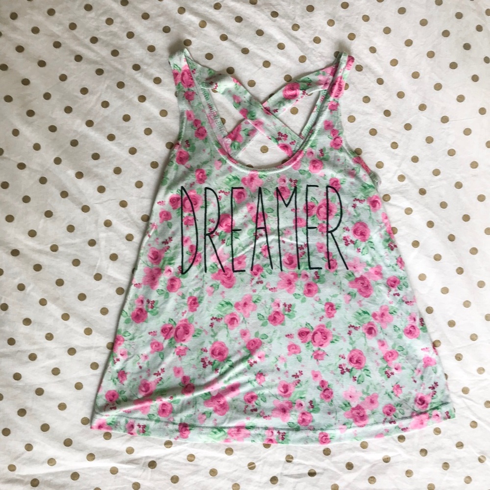Graphic Floral Cross-Back Tank